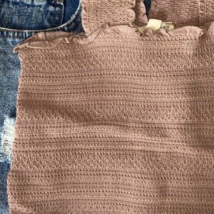 LA Hearts Pink Smocked Crop Top